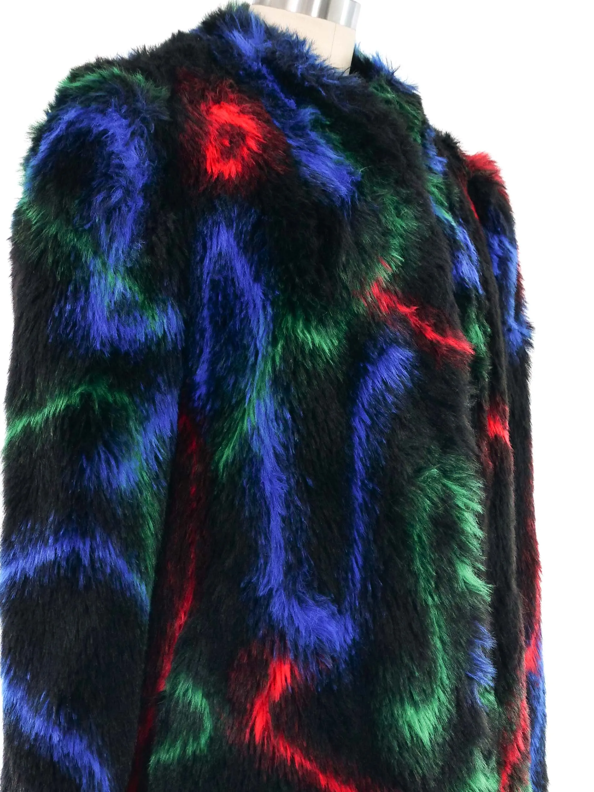 1980s Rainbow Faux Fur Coat