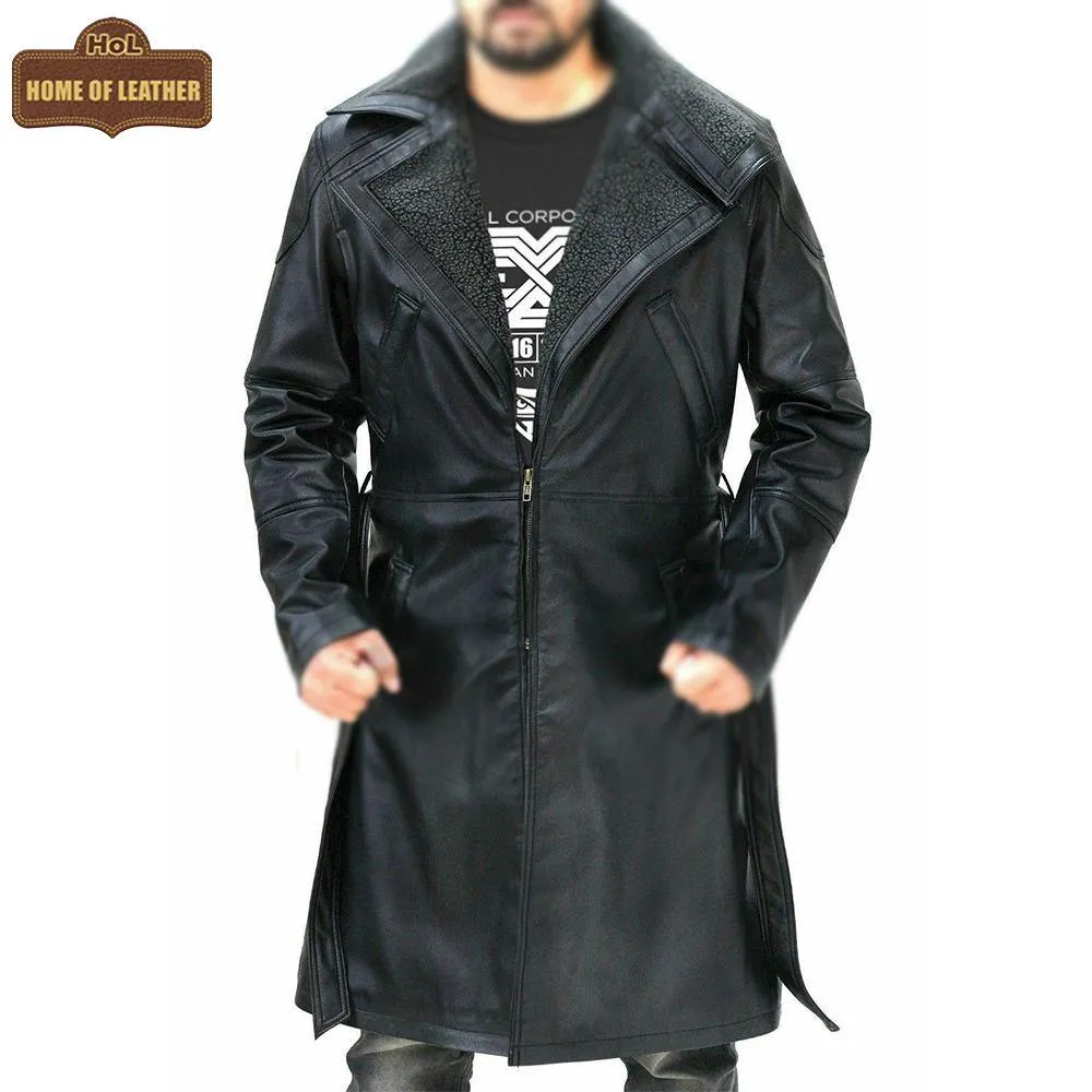 C005 Men's Blade Runner 2049 Ryan Gosling Genuine Fur Leather Coat