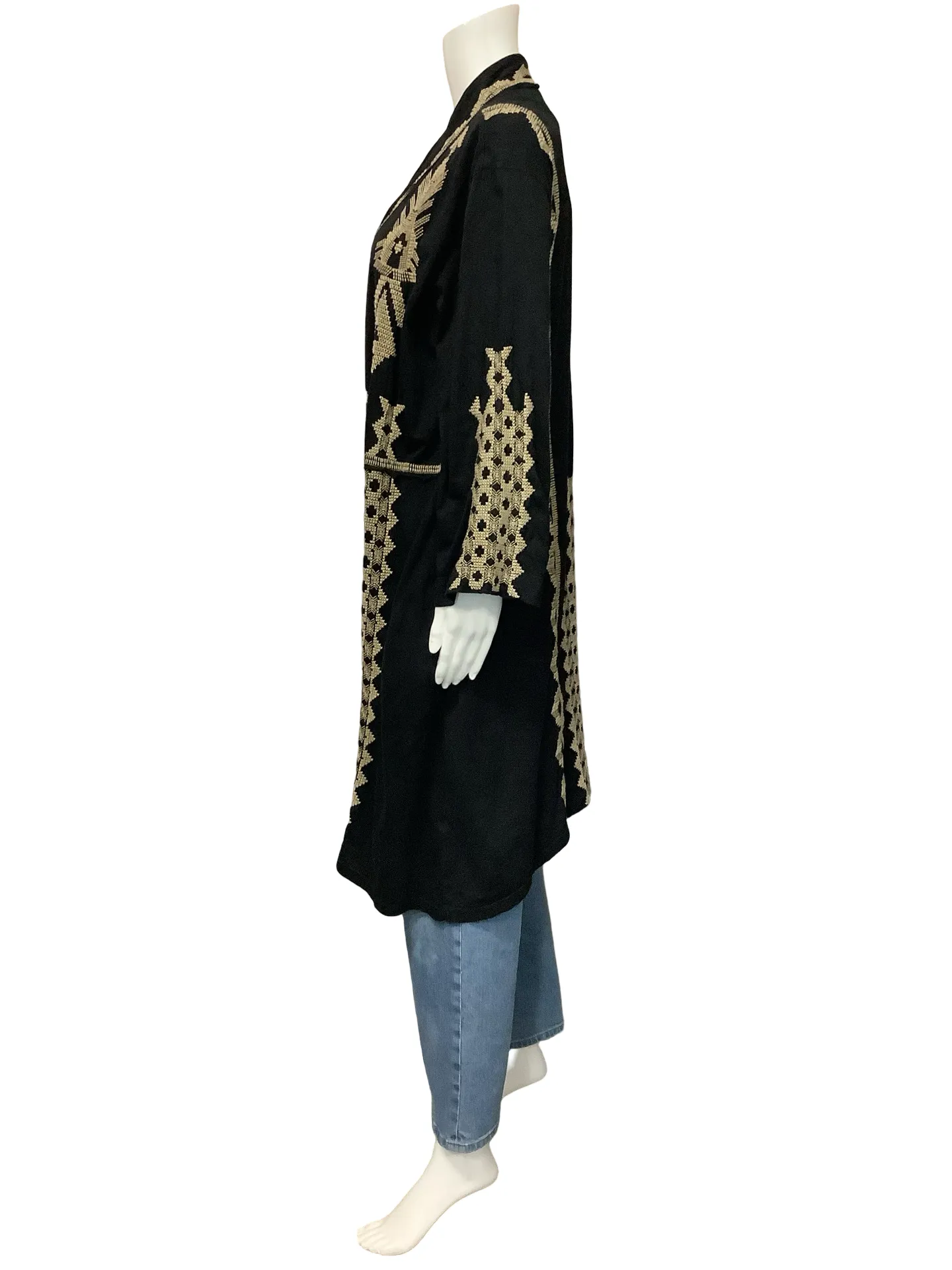 Johnny Was Open Front Velvet Floral Print Maxi Length Size: XL