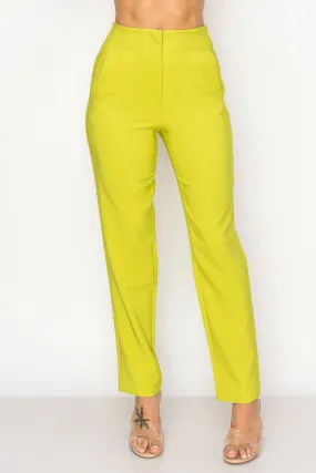 Lemon Solid High Waist Dress Pants