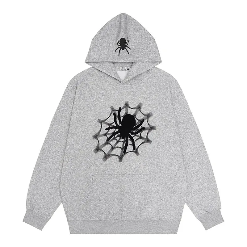 Metaversmall Light Grey Street Printing Loose Women Hoodies Winter New Fashion Hooded Solid Color Basic Simple Casual Female Hoodies