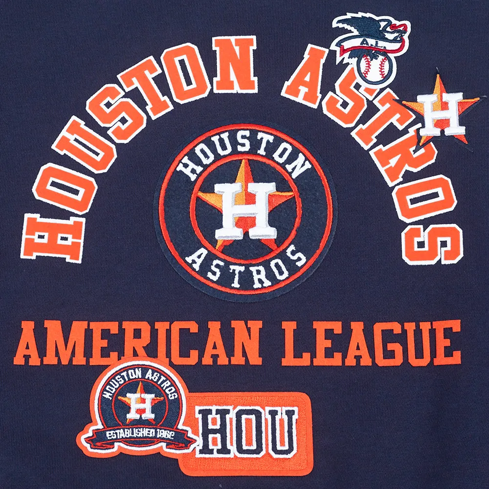 MLB HOUSTON ASTROS AREA CODE WOMEN'S RIB FLC CREWNECK (MIDNIGHT NAVY/ORANGE/MIDNIGHT NAVY)