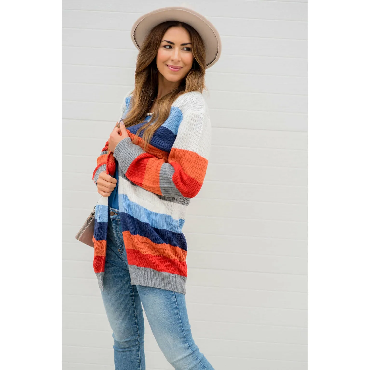 Multi Striped Knit Cardigan