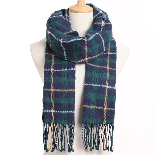 Plaid Winter Scarf Women