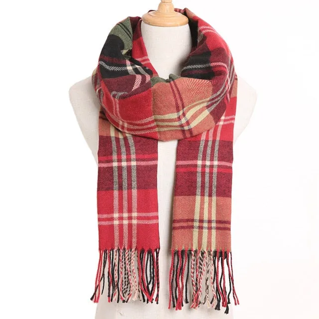 Plaid Winter Scarf Women
