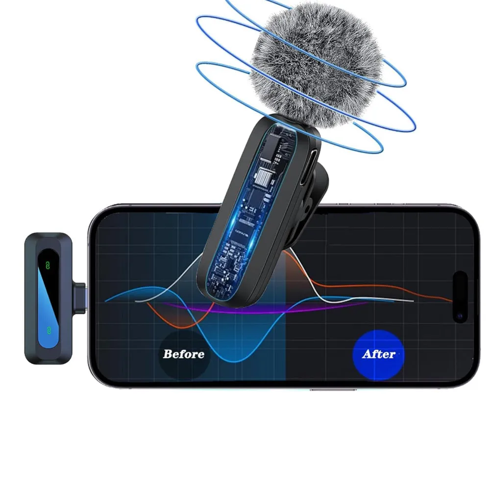 Wireless Lavalier Microphone Mini Clip-on Mics for Android Phone/Tablet/PC Video Recording