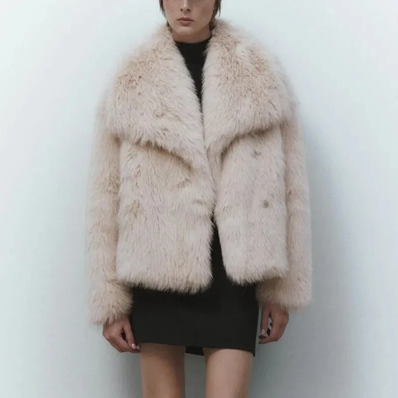 Women's Faux Fur Big Collar Winter Overcoat